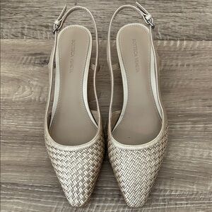 Bottega Veneta Cream Woven Slingback Heels